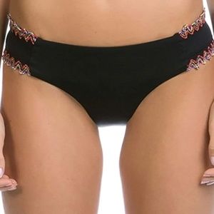NWT BECCA Black Mardi Gras Bikini Bottom Large